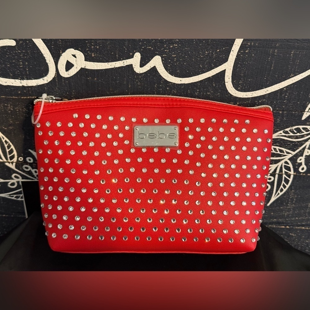 Bebe Rhinestone Cosmetic Bag